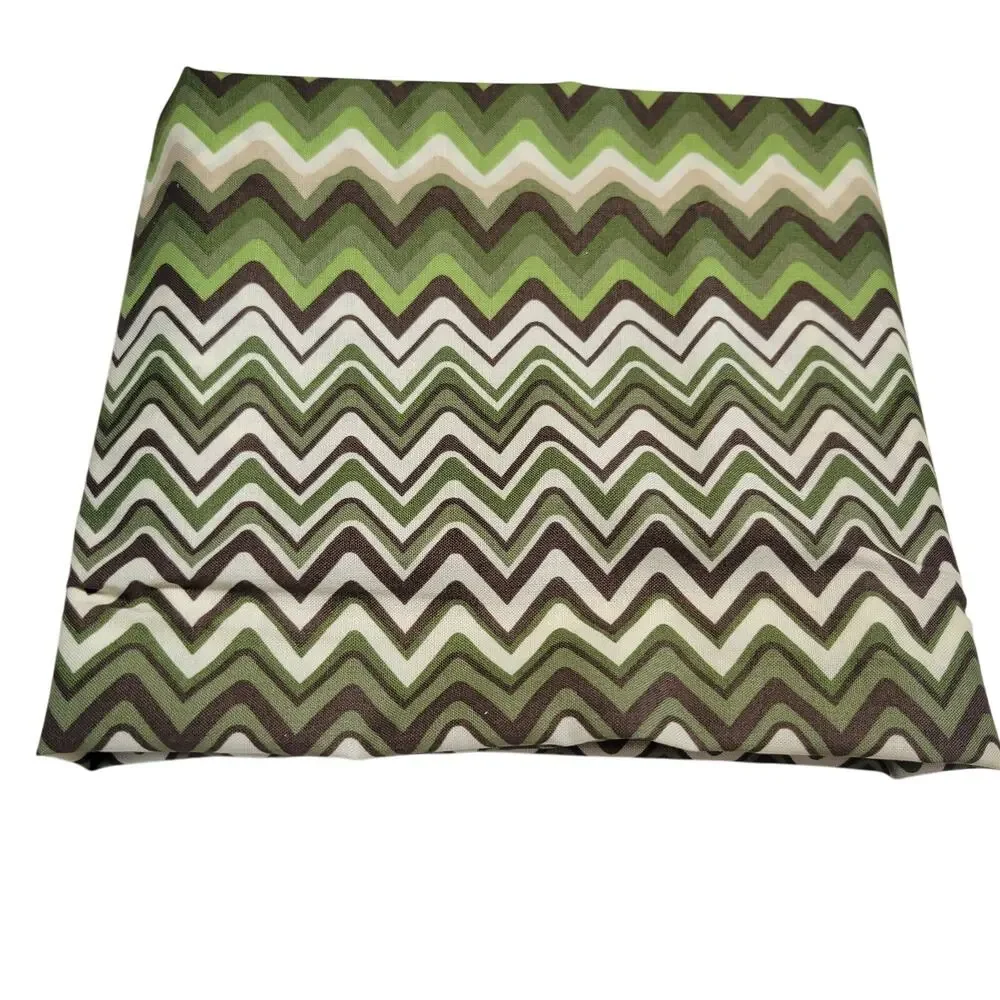 Cotton Fabric Green Brown Chevron Elizabeth Caldwell Garden Walk 1yd x 44”